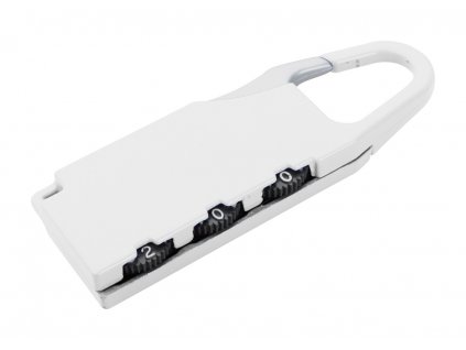 M741366 - 01 /Cestovní kodovací zámeček na kufry a zavazadla|Reklamní cestovní kovový zámek s číselnými kódy|Kodovací zámeček na zavazadla,tašky a kufry|Reklamní předměty s potiskem i bez potisku/ BÍLÁ