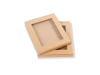 DÁRKOVÁ KRABICE NA REKLAMNÍ PŘEDMĚTY, TEXTIL, S PRŮHLEDNÁM VÍKEM 36X28 X 8 CM
