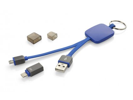 B45009-03|REKLAMNÍ USB DOBÍJECÍ KABELY|DOBÍJECÍ KABEL PRO ANDROID, IPHONE A MOBILY|usb kabel jako přívěsek na klíče|modrá