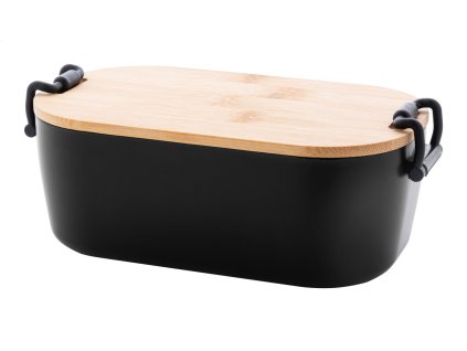 M800594 10/BOX NA JÍDLO NA POTISK, BRANDING LOGEM FIRMY/ OBEDOVÉ BOXY S VÍKEM Z BAMBUSU NA OBEDY A JÍDLO SEBOU, PRODEJ A POTISK REKLAMNÍCH PŘEDMĚTŮ, ČERNÁ