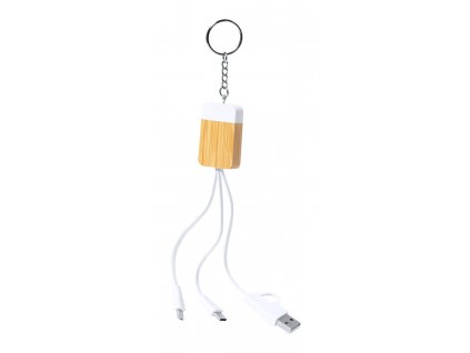 M723144/Klíčenka USB nabíjecí kabel z bambusu a mramoru s konektory micro USB, USB-C a Lightning. Se vstupy USB a USB-C/ REKLAMNÍ A PROPAGAČNÍ USB KABELY JAKO KLÍČENKY A PŘÍVĚŠKY