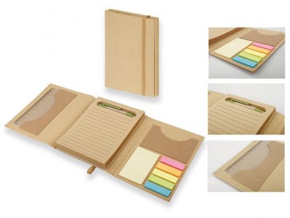 B17544|ekologické papírové linkované zápisníky a bloky|zápisníky s perem|BArevné lepící papírky|ekologické reklamní předměty a dárky s potiskem loga firmy
