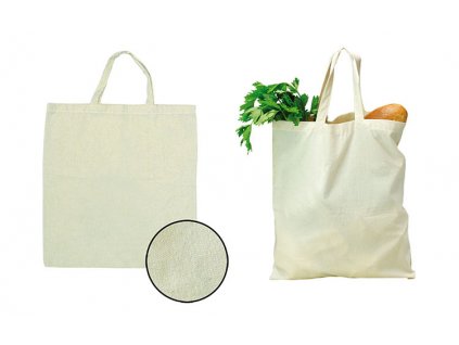 M731886|Přírodní bavlněná látková taška s krátkým uchem|Reklamní potisk|na tašky ze 100 % bavlny|TAšky extra pevné