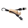 M864060 10/USB KABELY JAKO PŘÍVĚSKY NA KLÍČE, S KARABINKOU,Teleskopický USB nabíjecí kabel s karabinou, v plastovém obalu z pšeničné slámy a bambusovém pouzdře. S konektory micro USB, USB-C a Lightning. Se vstupy USB a USB-C