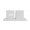B03083|Digitální stolní hodiny+stojánek na pera a propisky|Kancelářské hodiny|Reklamní předměty|Potisk|Bílá
