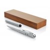 B19461|Laserové ukazovátko|Dotykové kovové pero se svítilnou|V dárkové krabičce ze dřeva|Reklamní gravírování|Stříbrná
