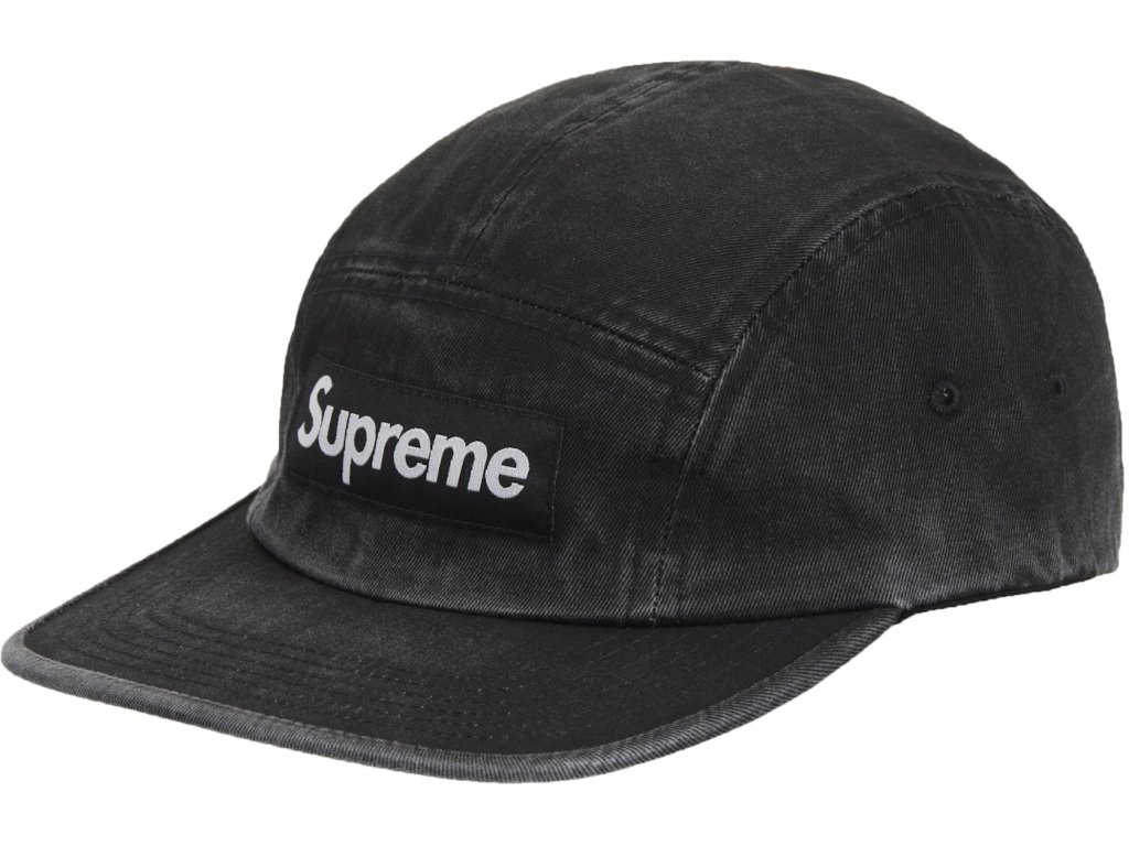 Supreme Washed Chino Twill Camp Cap (SS25) Black - ADONIO