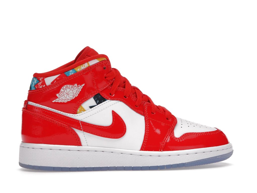 Air Jordan 1 Mid Barcelona Sweater Red Patent (GS) - ADONIO
