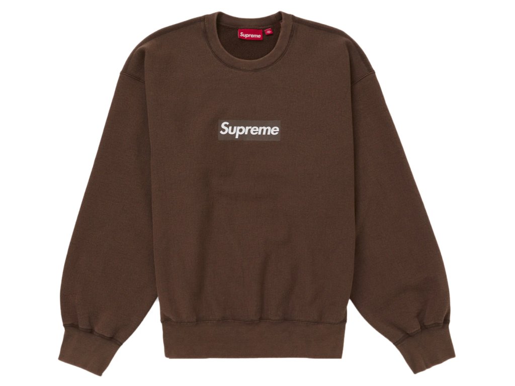 Svetr Supreme Washed Box Logo Crewneck Brown | ADONIO