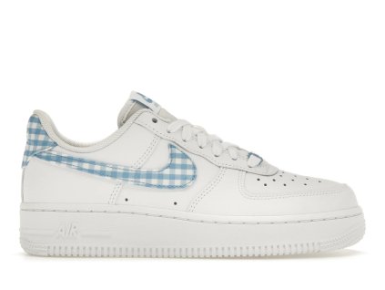 tenisky a boty nike air force 1 low '07 essential white university blue gingham panske damske DZ2784-100 1