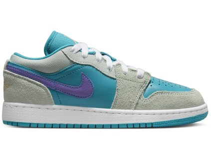 tenisky a boty jordan 1 low se pistachio frost aquatone psychic purple celestial gold gs panske damske DX4374-300 1
