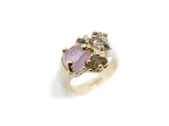 ametyst, raw diamanty, herkimer diamant