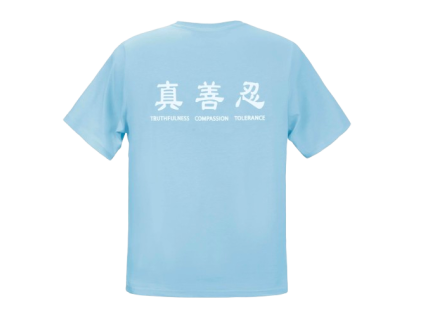 Tričko Truthfulness, Compassion, Tolerance Skye Blue