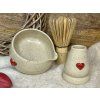 Keramický matcha set RED HEART (miska, stojánek)