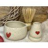 Keramický matcha set RED HEART (miska, stojánek)