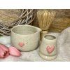 Keramický matcha set PINK HEART (miska a stojánek)