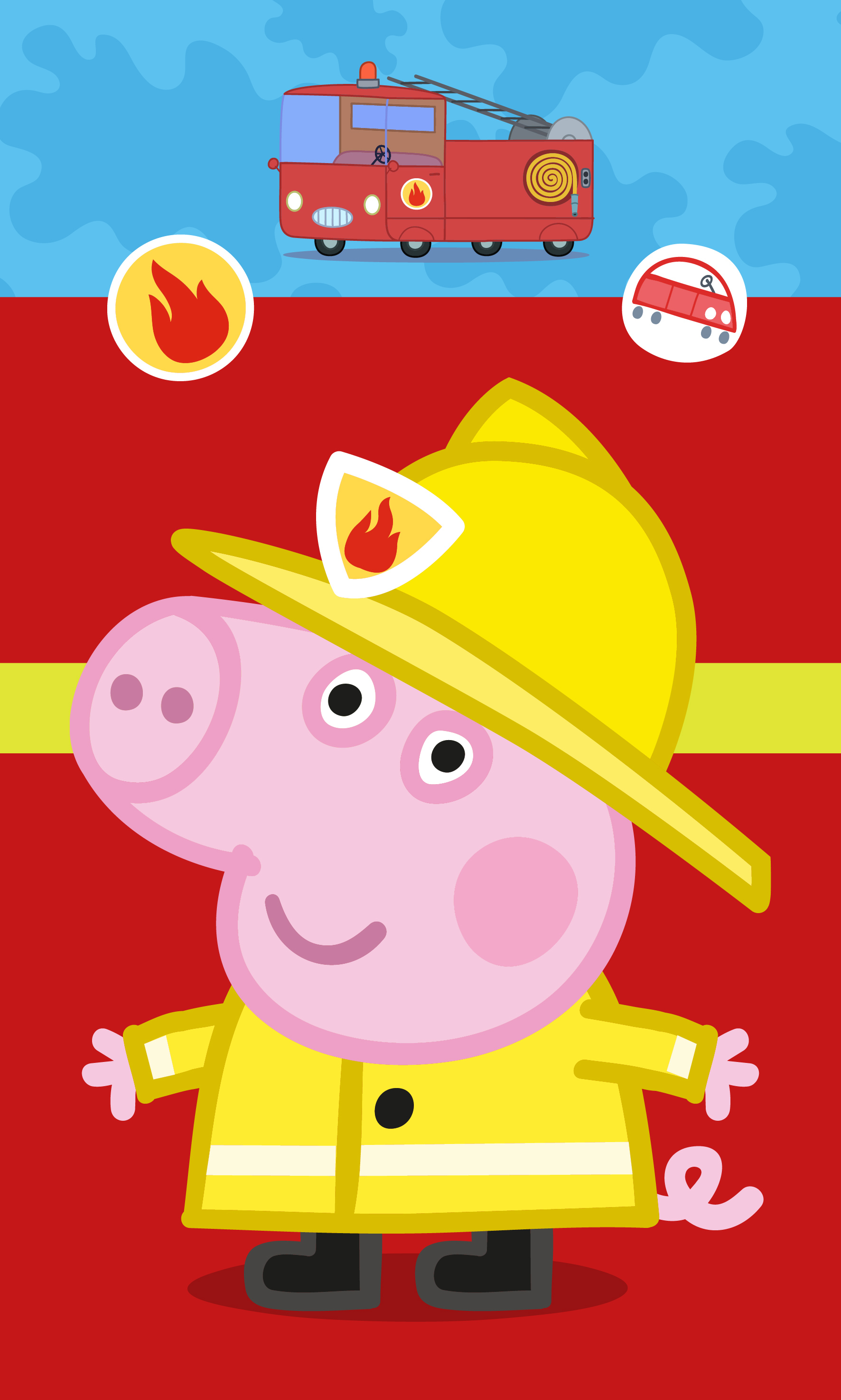 Gyerek törölköző 30x50 Peppa Pig tűzoltó
