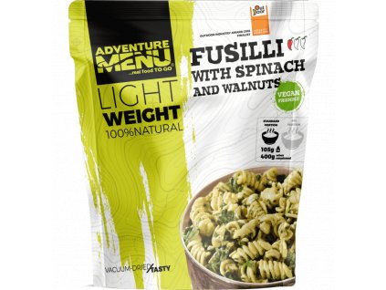 Fusilli with spinach and walnuts