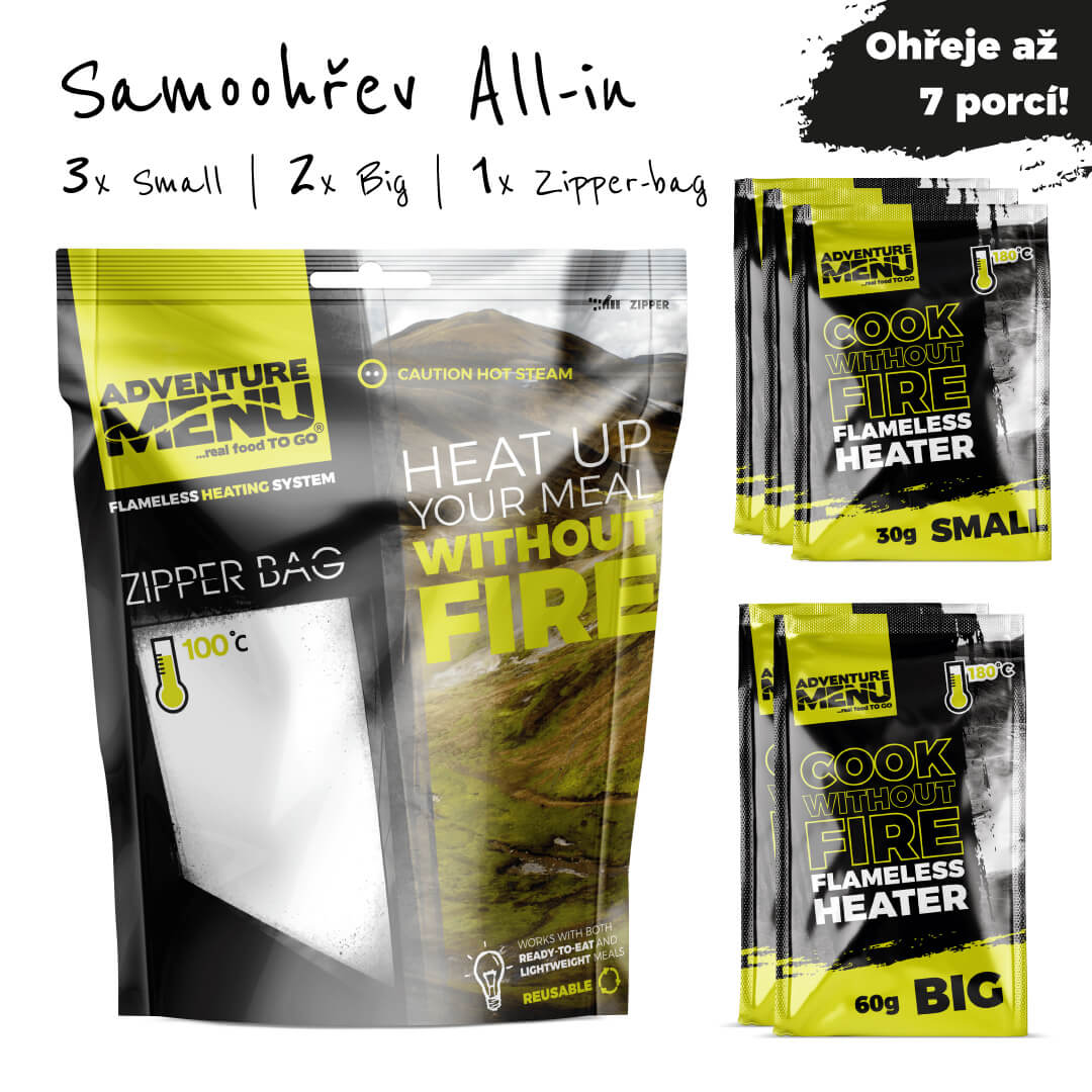 Samoohřevný SET  ALLinONE | 3x30g + 2x60g + Zipper bag