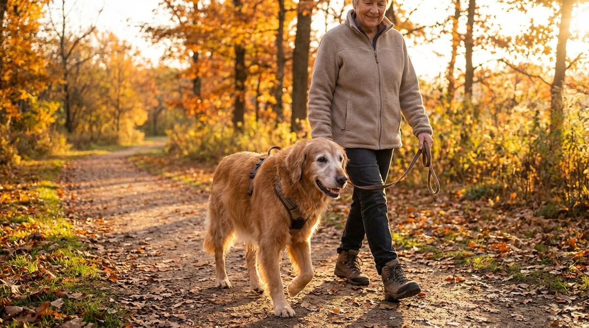 Starší pes odpočíva — rozpoznajte signály starnutia včas