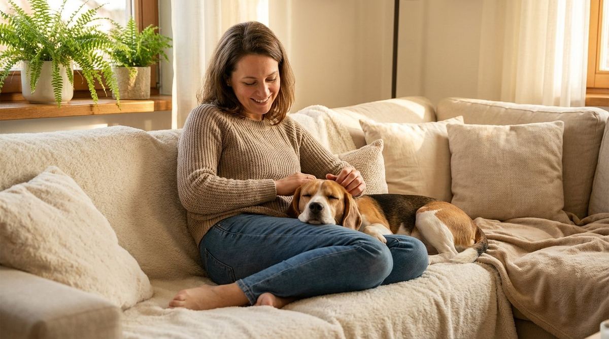 Spokojná majiteľka s psom po kúre ProbioVit