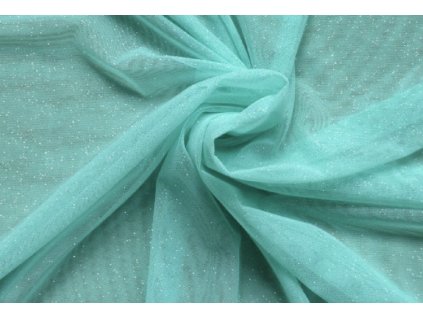 ELASTICKÝ TYL Pandora mintový s glittery 259