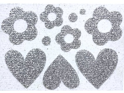 GLITTEROVÉ nažehlovačky sada - stříbrná