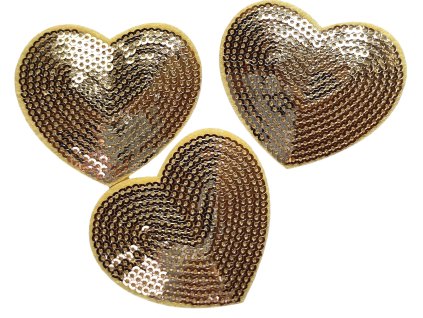 Nažehlovačka s flitry SRDCE - zlatá