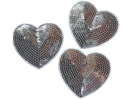 Nažehlovačka s flitry SRDCE - stříbrná