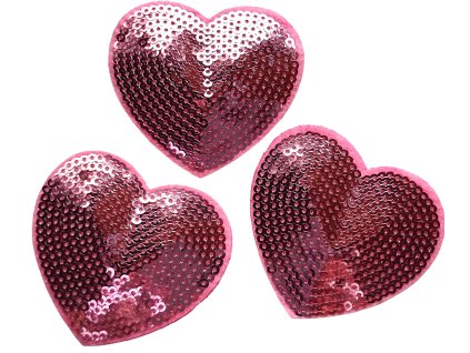 Nažehlovačka s flitry SRDCE - sv.růžová