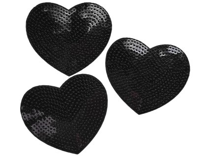 Nažehlovačka s flitry SRDCE - černá