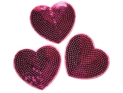 Nažehlovačka s flitry SRDCE - růžová