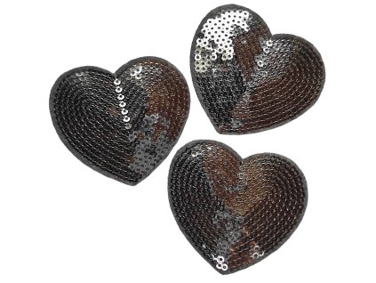 Nažehlovačka s flitry SRDCE - šedá