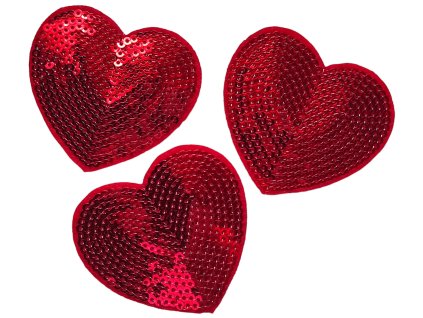 Nažehlovačka s flitry SRDCE - červená