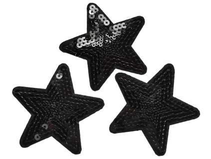 Nažehlovačka s flitry HVĚZDA - černá