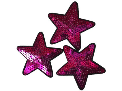 Nažehlovačka s flitry HVĚZDA - tmavá růžová