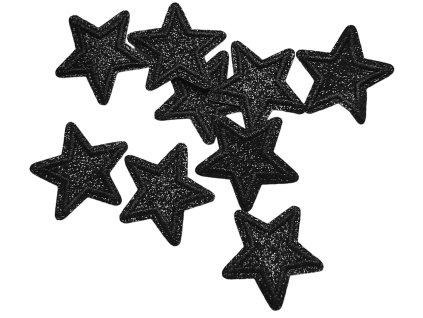 Nažehlovačka s glittry HVĚZDA - černá