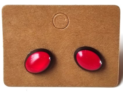 Plastové puzetové náušnice červené oválné