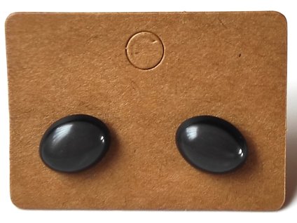 Plastové puzetové náušnice šedé oválné