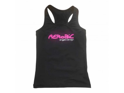 Tílko boxer černé, růžový potisk AEROBIC