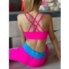 Top kříž neon růžový AEROBIC s flitry