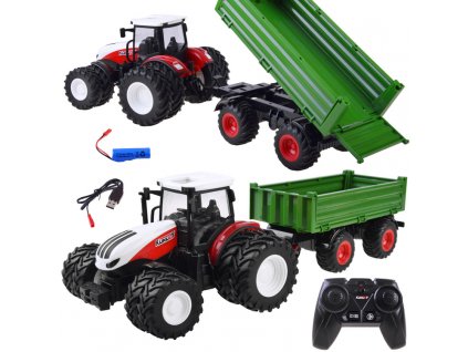 RC Távirányítós traktor 1:24 zöld billenős pótkocsival