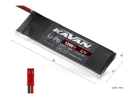 KAVAN: Li-Po akkumulátor 1200mAh/3,7V 30C JST
