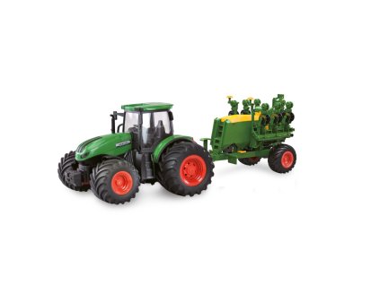 Amewi: RC traktor 2,4 GHz vetőkocsival, lámpákkal, hanggal 1:24 RTR szett