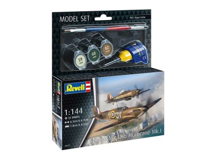 Revell: ModelSet repülőgép - Spitfire Mk.Ia és Hurricane Mk.I (1:144)