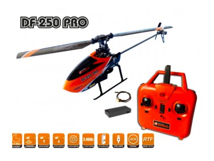 DF-250 PRO egyrotoros, 4 csatornás helikopter barométerrel, FLYBARLESS, RTF