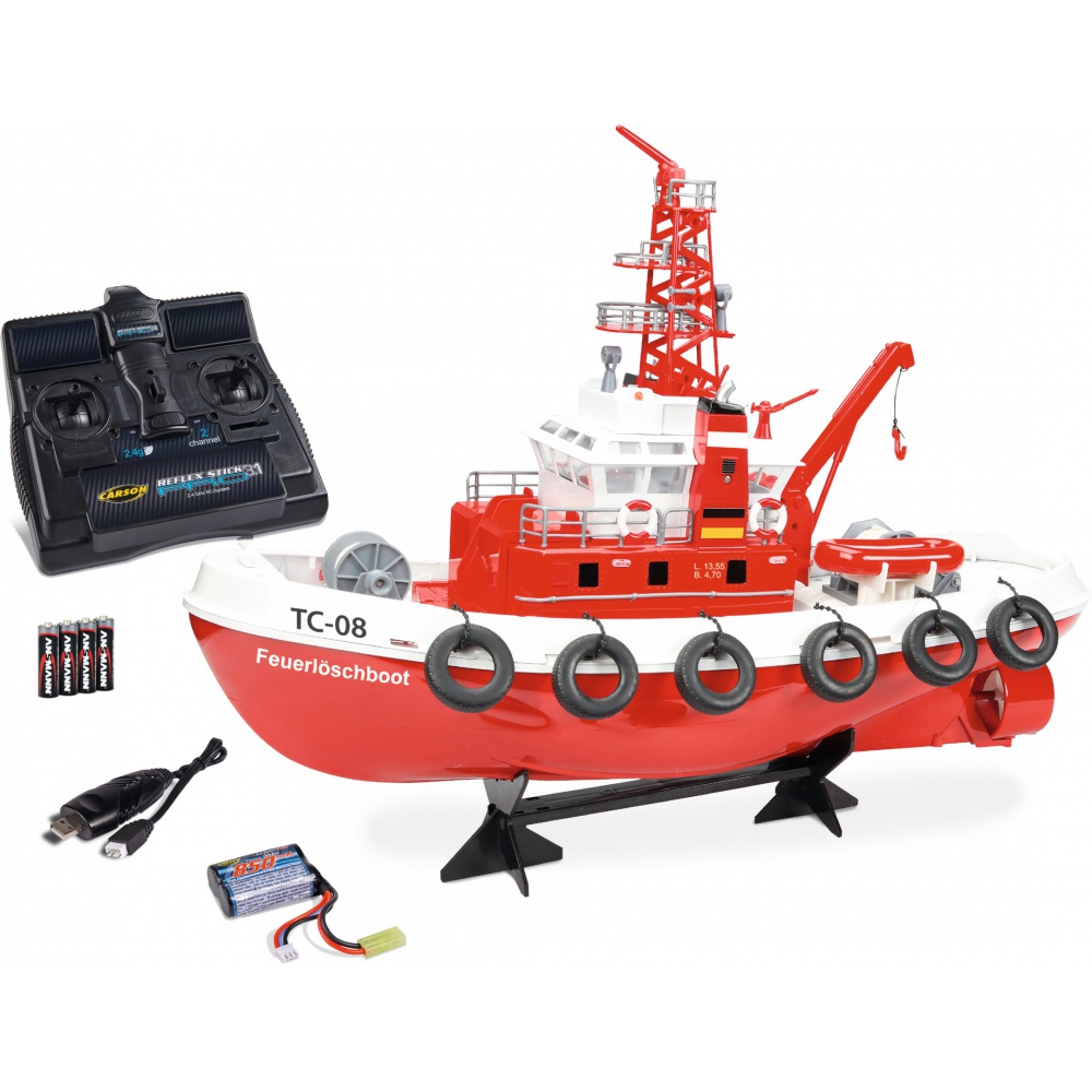 CARSON MODEL SPORT Feuerlöschboot TC-08 tűzoltó csónak funkcionális vízágyú RTR készlettel