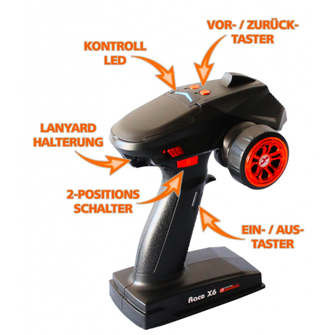Vezérlő RACE X6 - 5 csatornás RC készlet Multi-Switch modullal, MIX lánctalpas járművekhez