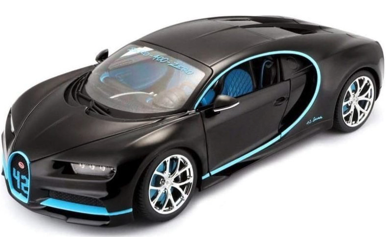 Fém modellautó Bburago Plus Bugatti Chiron 1:18 fekete