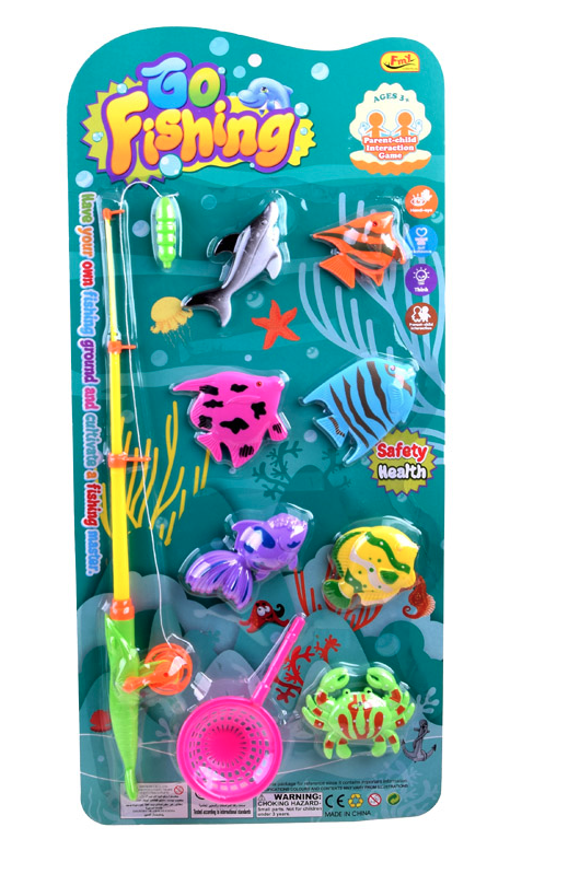 Horgászkészlet gyerekeknek; Horgászbot + 7 fogható hal